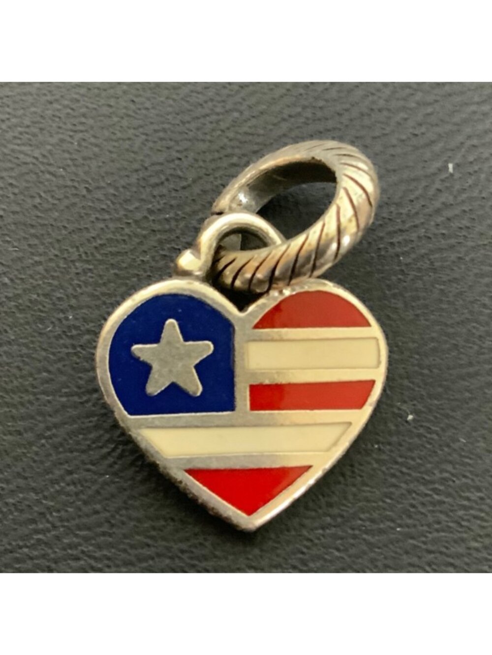 Brighton Washington DC Heart Charm American Flag Design Silverplate Collectible